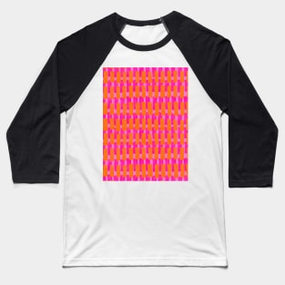 Hot Pink and Orange Geometric Layers Pattern Baseball T-Shirt